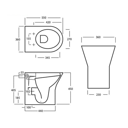 Essential EC7028 IVY Comfort Height White Back To Wall Toilet With Soft Close Seat