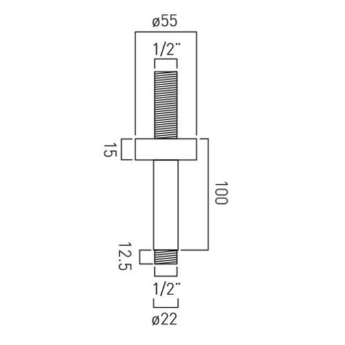 Vado Fixed Ceiling Mounted Shower Arm 100mm