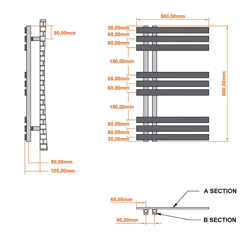Luxe81 Elizabeth Chrome Towel Radiator