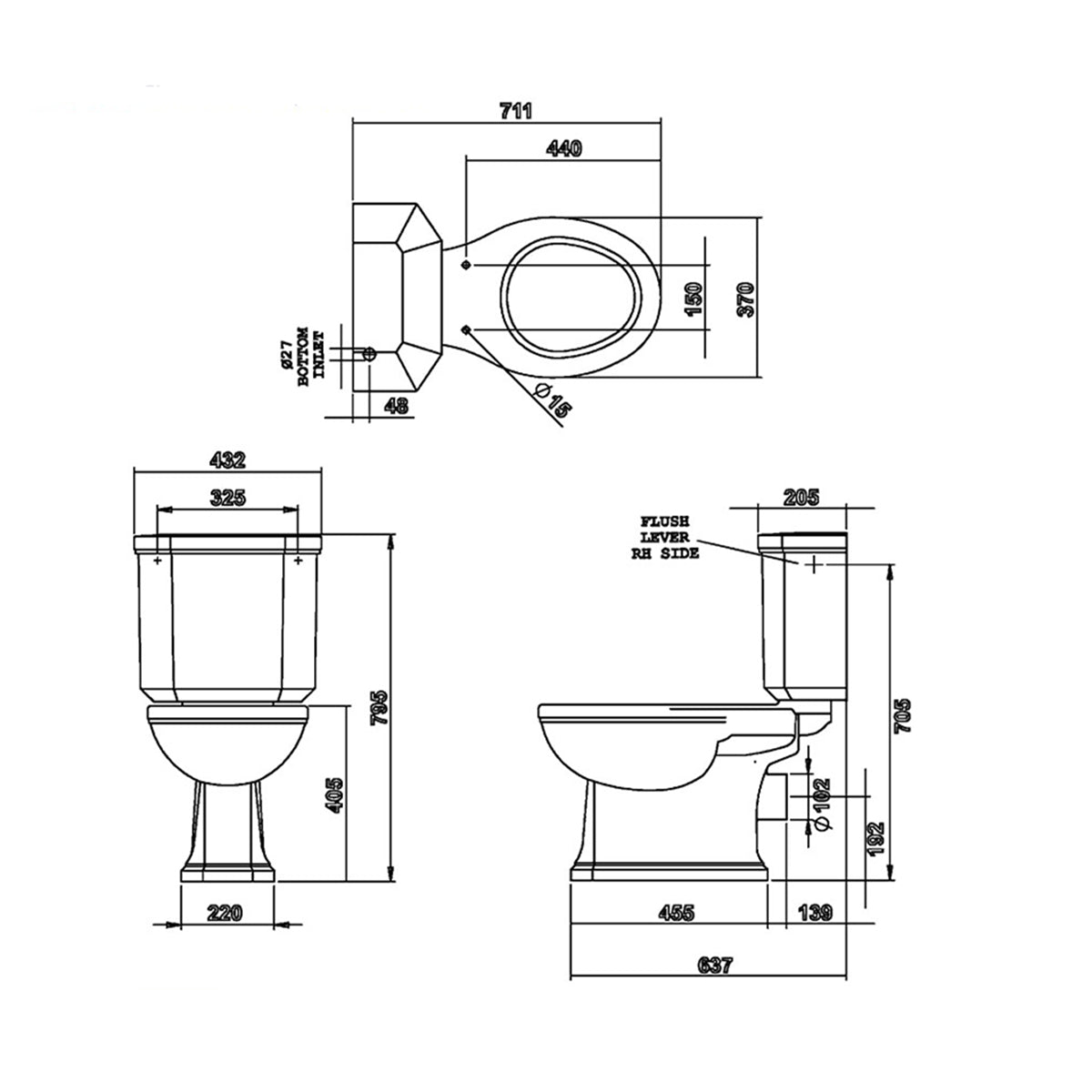 Silverdale Empire Close Coupled WC Pan And Cistern – 432 x 711 x 795mm