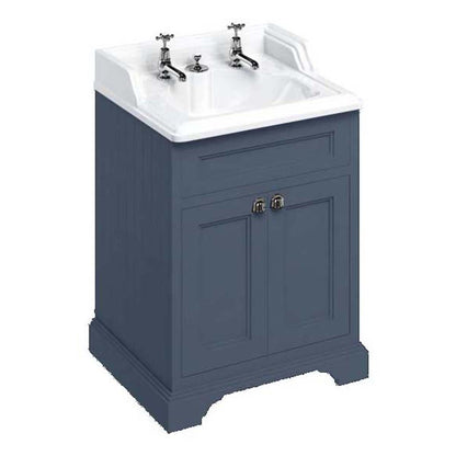 Burlington Bathrooms Freestanding 65 Vanity Unit with Doors & Classic Invisible Overflow Basin 2 Tap Holes