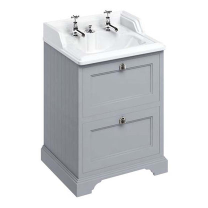 Burlington Bathrooms Freestanding 65 Unit with 2 drawers and Classic Invisible Overflow Basin