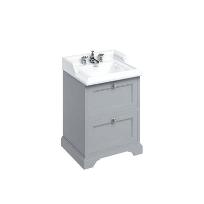 Burlington Bathrooms Freestanding 65 Unit with 2 drawers and Classic Basin