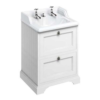 Burlington Bathrooms Freestanding 65 Unit with 2 drawers and Classic Invisible Overflow Basin