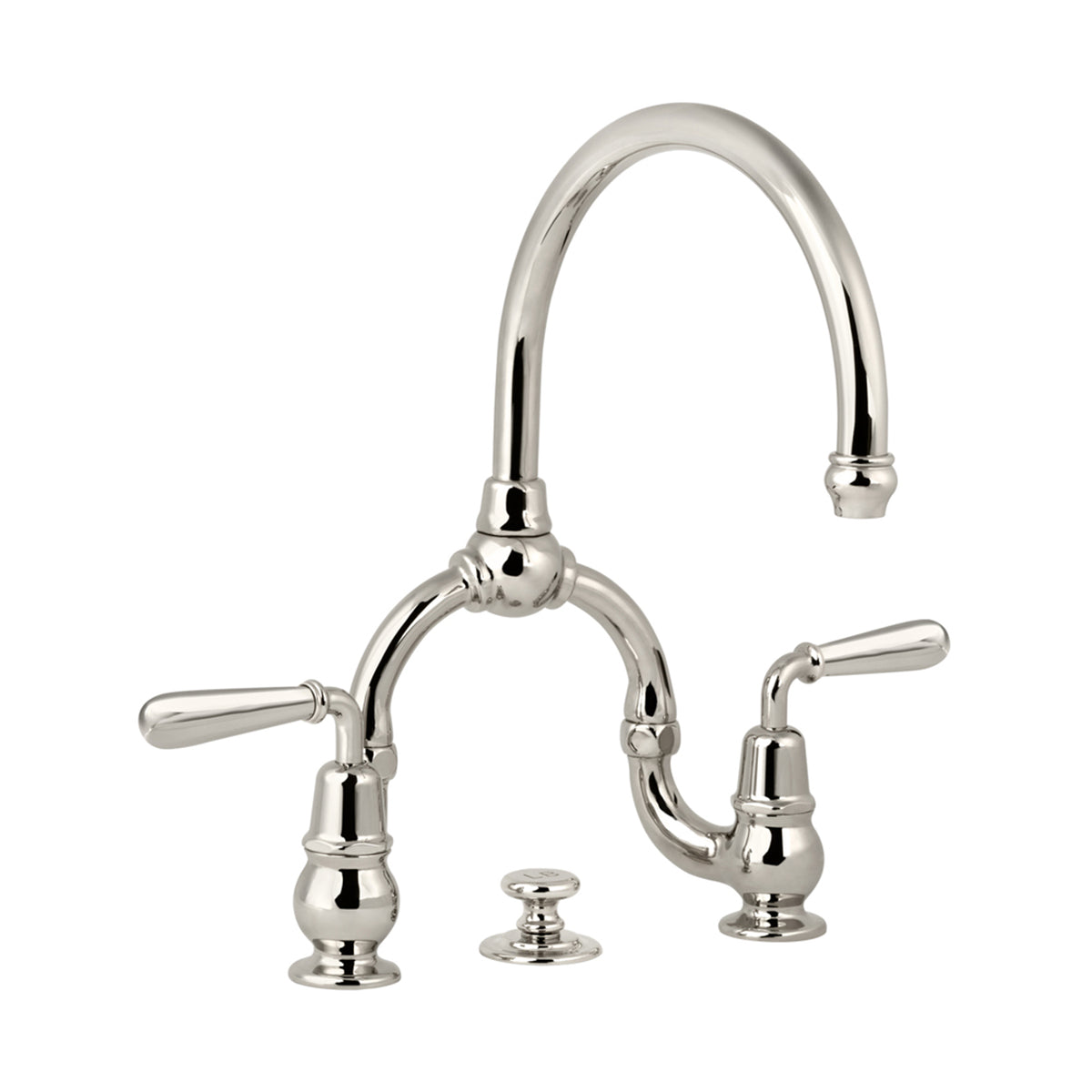 Lefroy Brooks La Chapelle basin bridge mixer with metal torpille levers & pop-up waste