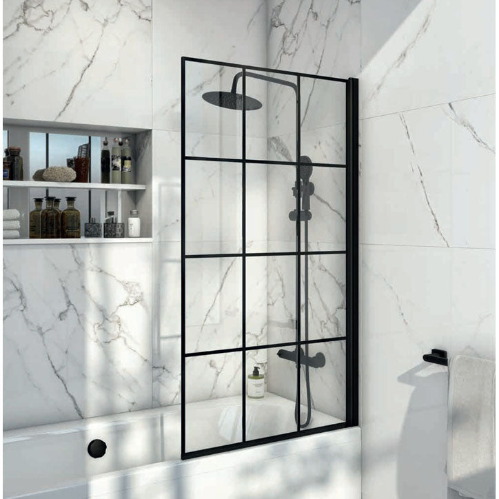 Luxe81 S6 Krittal Black Grid Bath Shower Screen