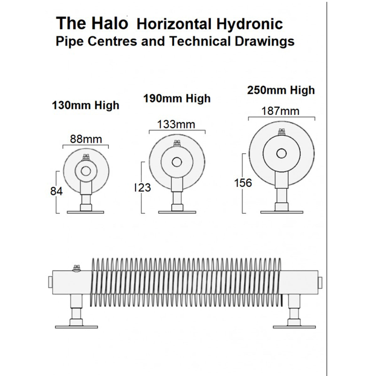 Halo Horizontal Hydronic - 190 x 1500