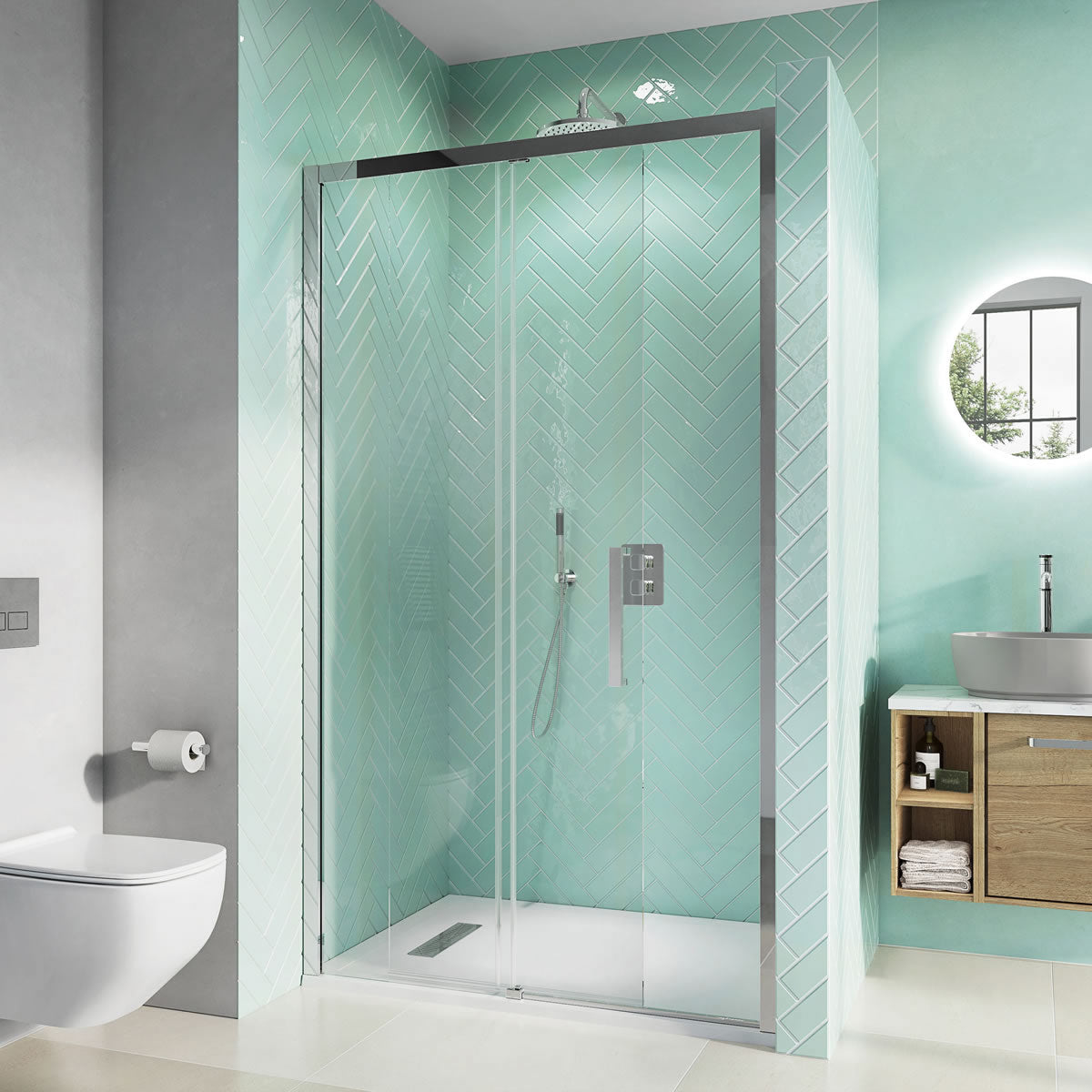 Crosswater Infinity ISLSC1200+ 8 Single Sliding Door with Soft Close, Polished Stainless Steel