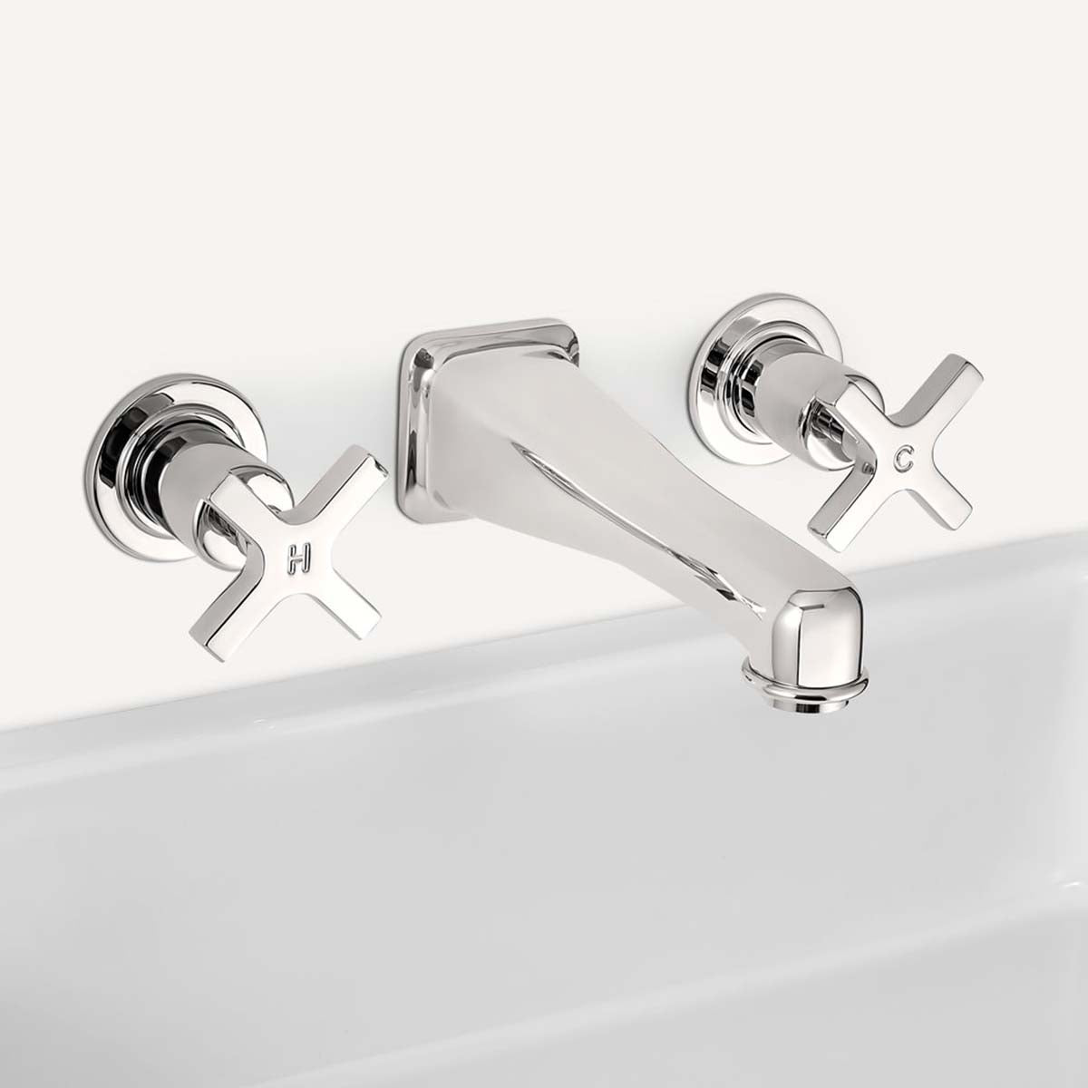 Lefroy Brooks Janey Mac wall mounted basin mixer with cross handles