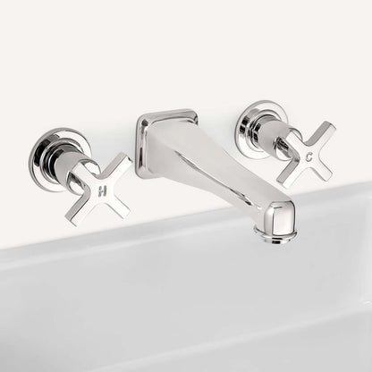 Lefroy Brooks Janey Mac wall mounted basin mixer with cross handles