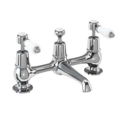 Burlington Kensington KE10 2 Tap Hole Bridge Basin Mixer with Plug & Chain Waste & Swivel Spout