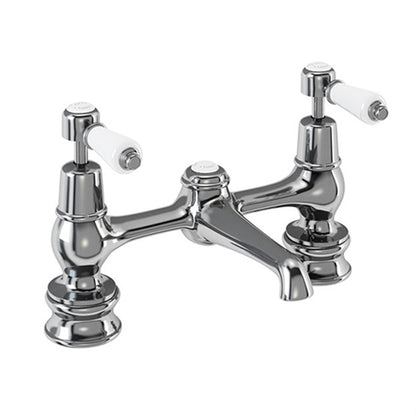 Burlington Kensington KER10 Regent 2 Tap Hole Bridge Basin Mixer with Plug & Chain Waste & Swivel Spout