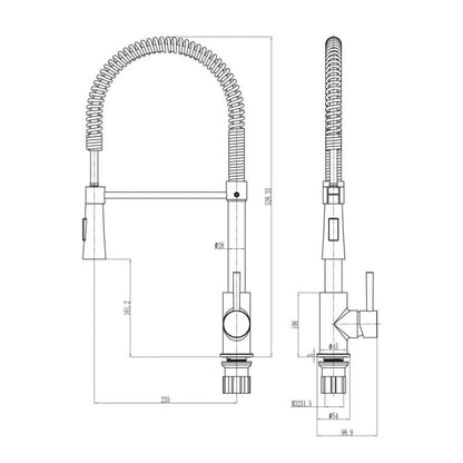 Luxe81 Tirare Chrome Spring Pull-Out Kitchen Mixer Tap