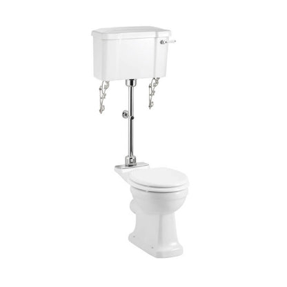 Burlington P20-C1-T33CHR Rimless White Pan With Ceramic Lever Cistern And Medium-Level Flush Pipe Kit €œ 345mm x 730mm x 1425mm