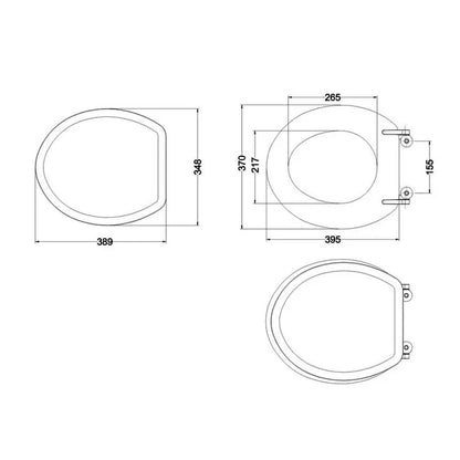 Burlington P20-C1 White Rimless Close Coupled WC Pan and 51cm Cistern With Ceramic Lever â€“ 515 x 720 x 775mm