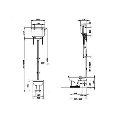 Silverdale EMP001 Empire High Level WC Pan With Cistern White – 460 x 605 x 2015mm