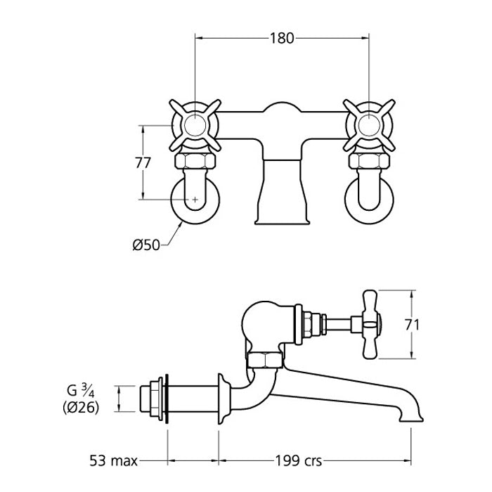 Lefroy Brooks Classic Wall Mounted Bath Filler LB1151