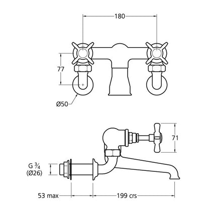 Lefroy Brooks Classic Wall Mounted Bath Filler LB1151