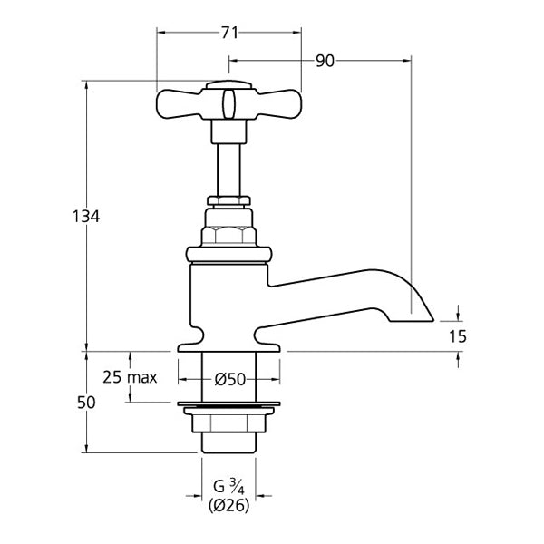 Lefroy Brooks Classic Bath Pillar Taps LB1154
