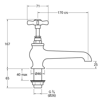 Lefroy Brooks Classic Long Nose Bath Pillar Taps LB1450