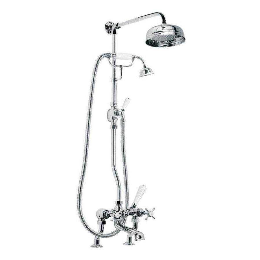 Lefroy Brooks Classic Bath Shower Mixer with Riser Kit Lever Diverter Hand Shower & 8" Rose LB1701