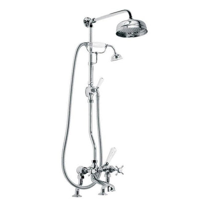 Lefroy Brooks Classic Bath Shower Mixer with Riser Kit Lever Diverter Hand Shower & 8" Rose LB1701