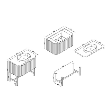 Luxe81 Linea Curve 900mm Wall Hung Basin Vanity Unit