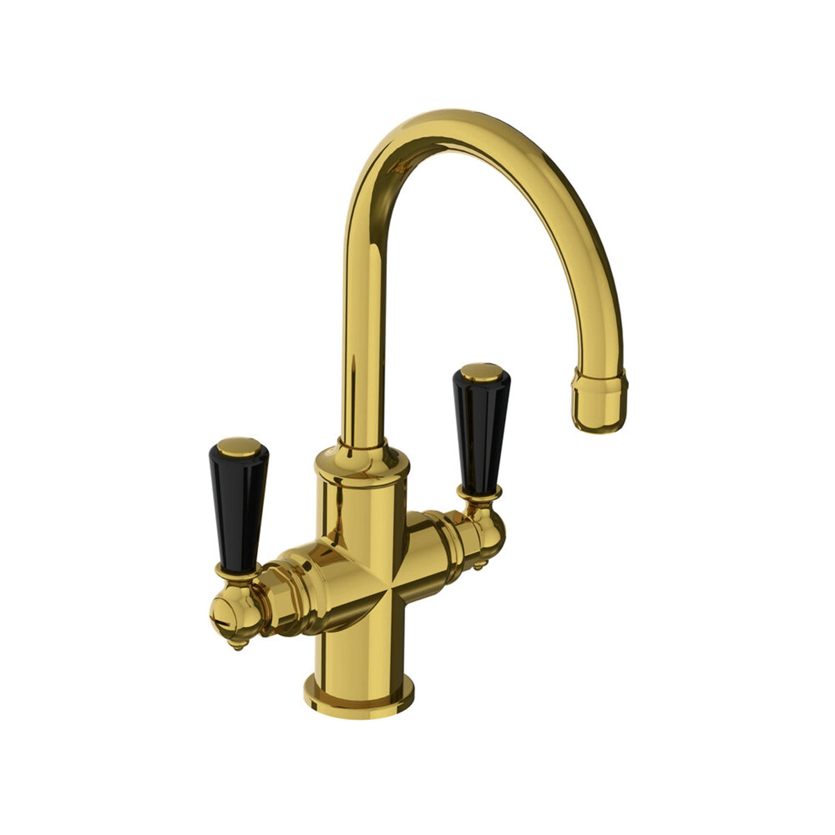 Lefroy Brooks Classic tubular mono basin mixer with black levers