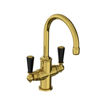 Lefroy Brooks Classic tubular mono basin mixer with black levers