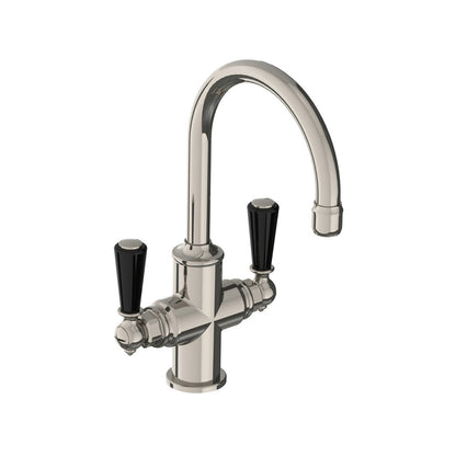 Lefroy Brooks Classic tubular mono basin mixer with black levers