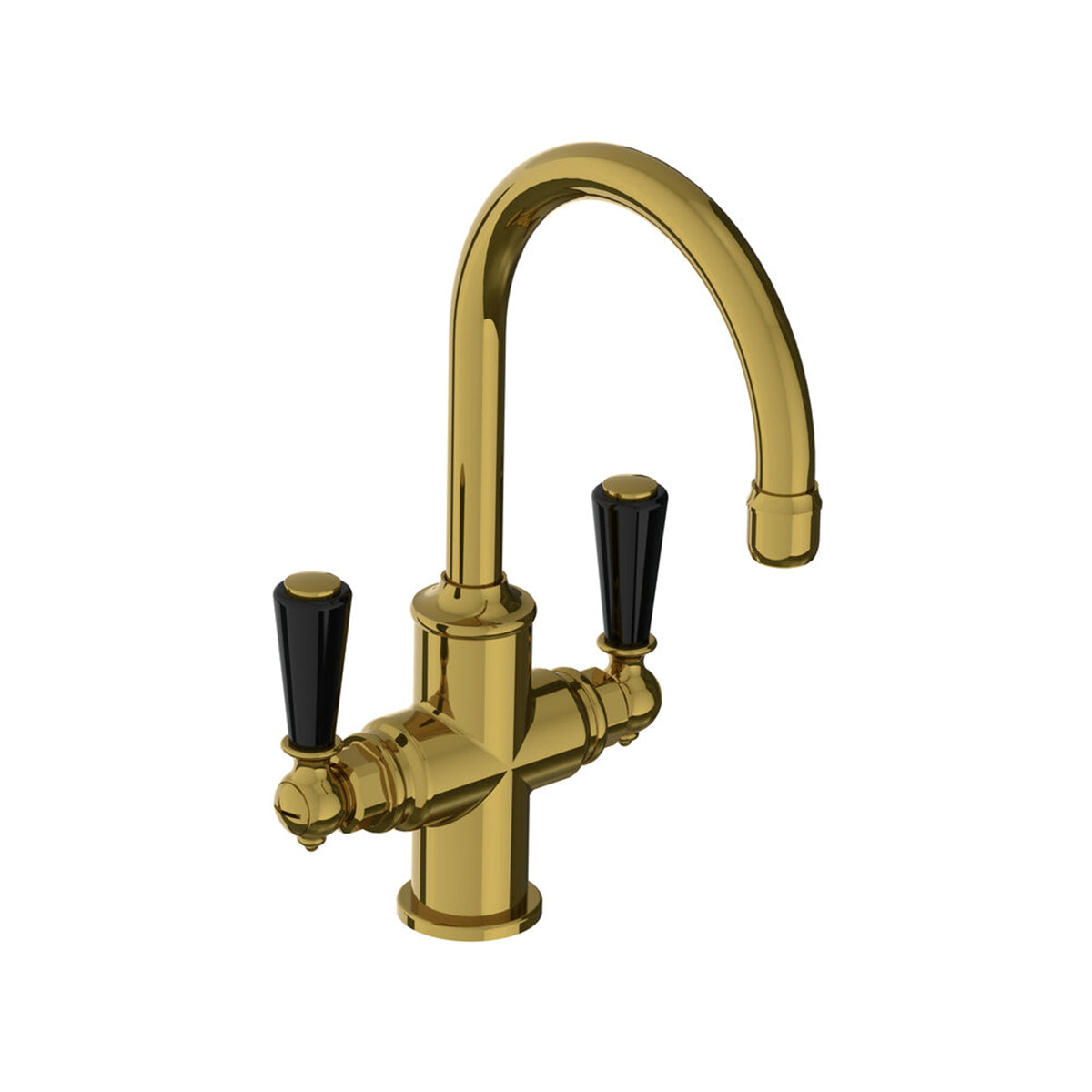 Lefroy Brooks Classic tubular mono basin mixer with black levers