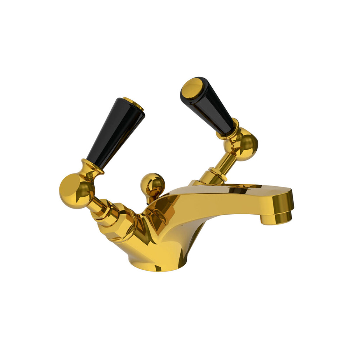 Lefroy Brooks Classic mono basin mixer with black levers & pop-up waste
