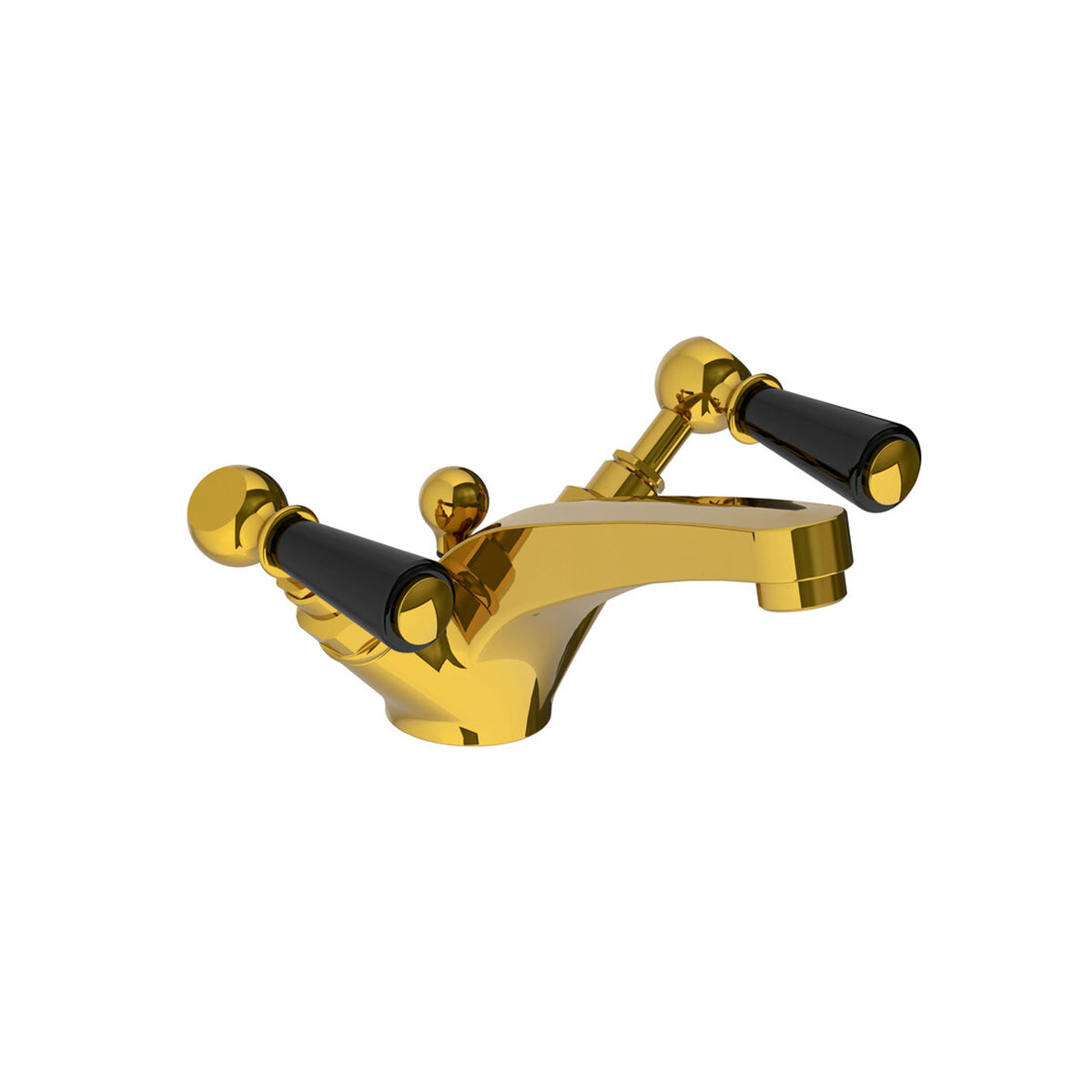 Lefroy Brooks Classic mono basin mixer with black levers & pop-up waste