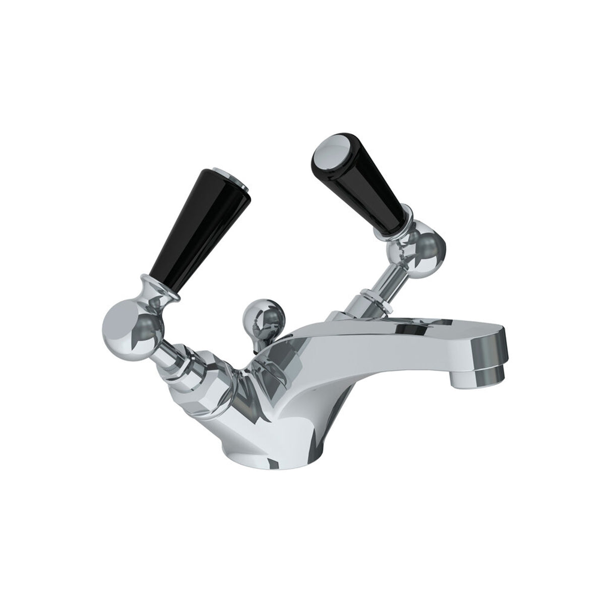 Lefroy Brooks Classic mono basin mixer with black levers & pop-up waste