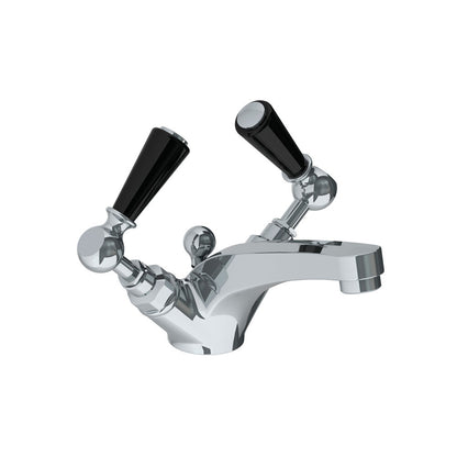 Lefroy Brooks Classic mono basin mixer with black levers & pop-up waste