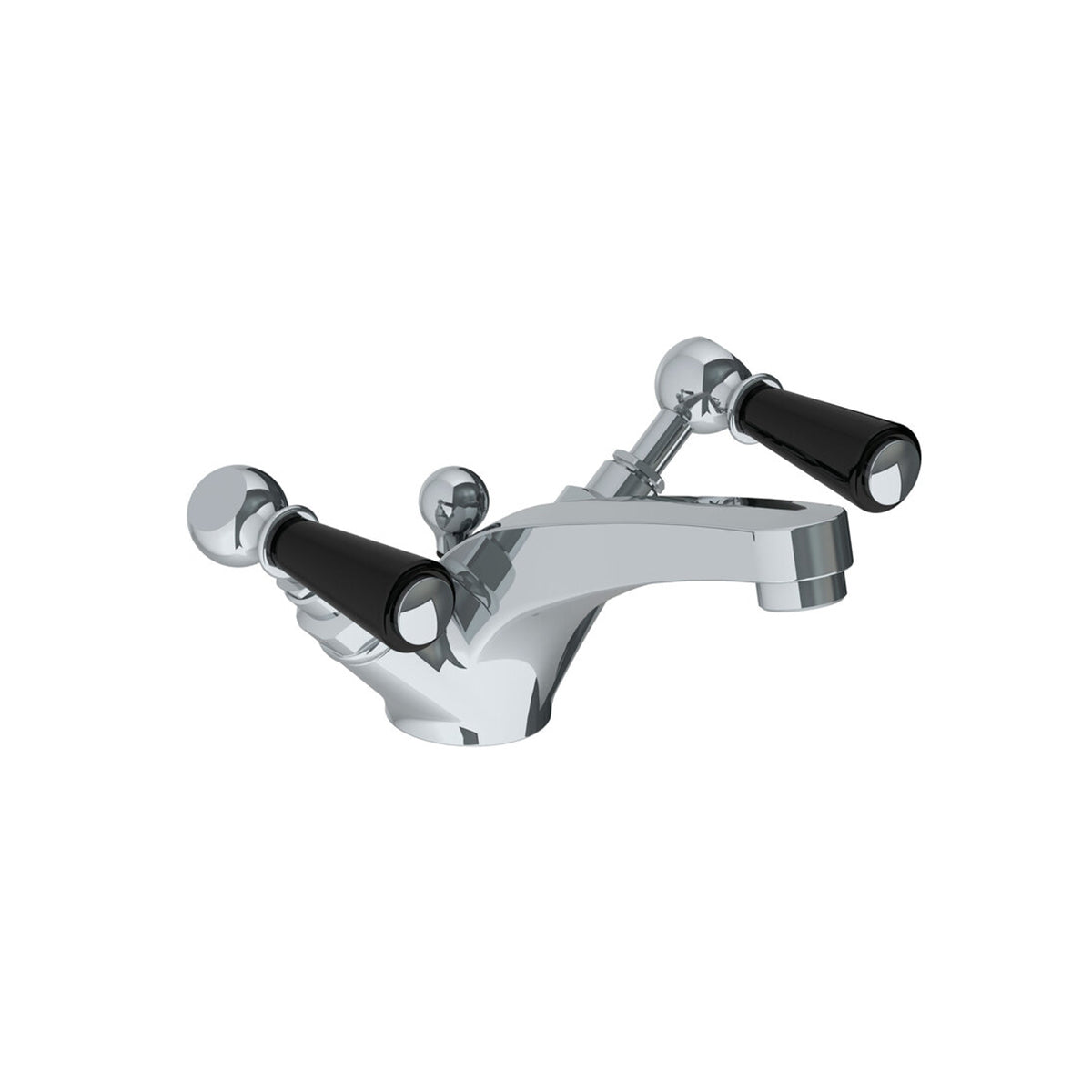 Lefroy Brooks Classic mono basin mixer with black levers & pop-up waste