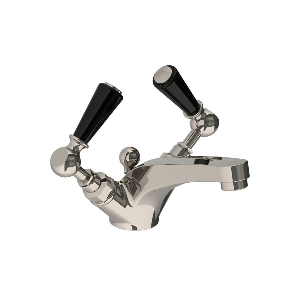 Lefroy Brooks Classic mono basin mixer with black levers & pop-up waste