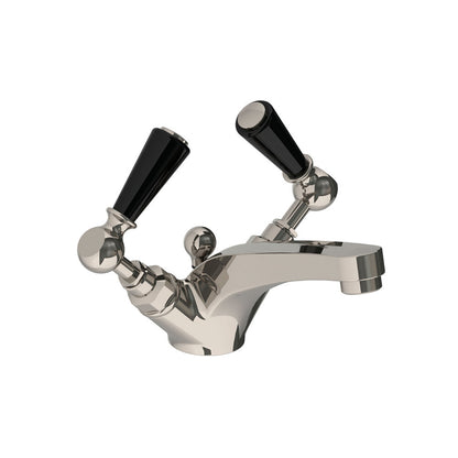 Lefroy Brooks Classic mono basin mixer with black levers & pop-up waste