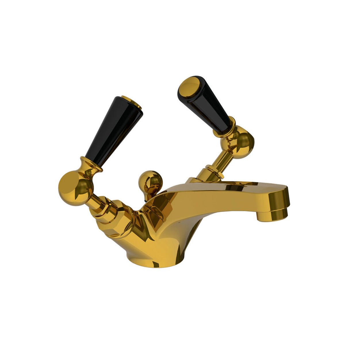 Lefroy Brooks Classic mono basin mixer with black levers & pop-up waste