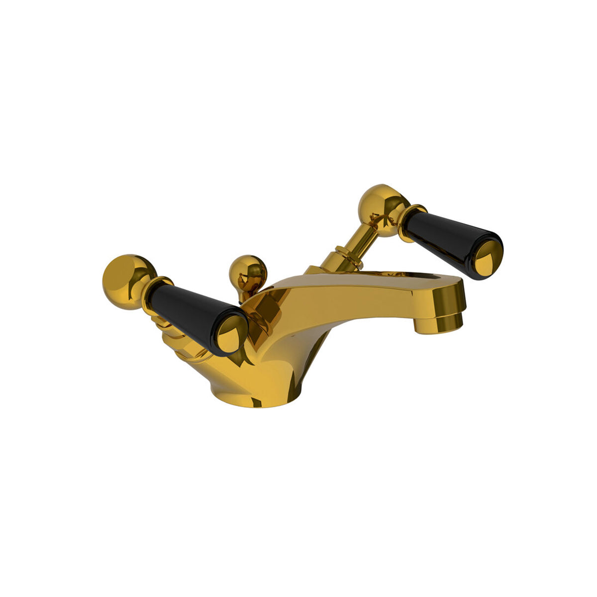Lefroy Brooks Classic mono basin mixer with black levers & pop-up waste