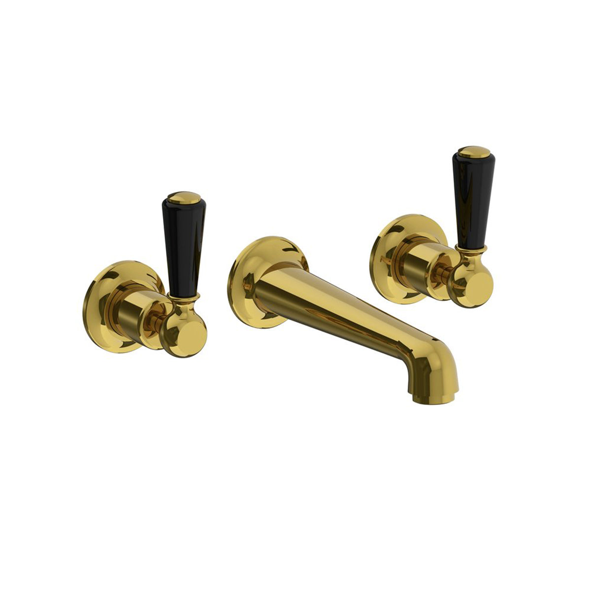 Lefroy Brooks Classic wall mounted basin mixer with black levers
