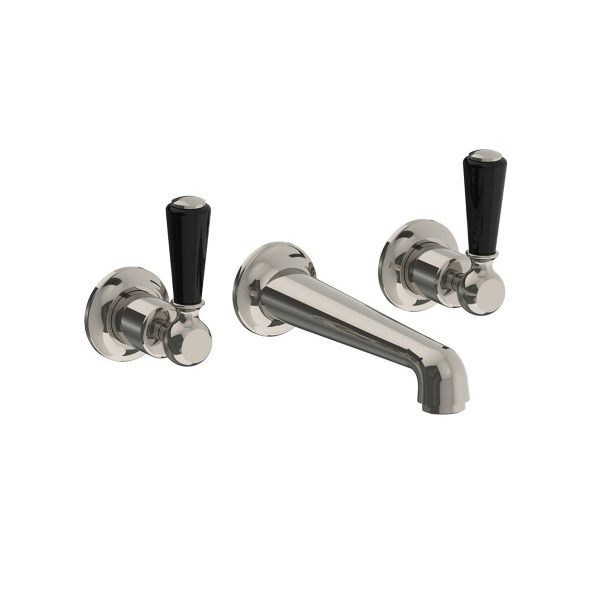 Lefroy Brooks Classic wall mounted basin mixer with black levers