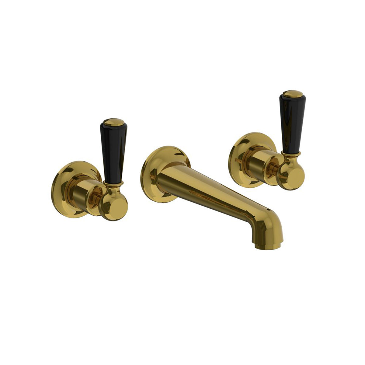 Lefroy Brooks Classic wall mounted basin mixer with black levers