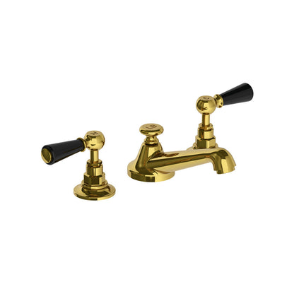 Lefroy Brooks Classic basin mixer with black levers and pop-up waste