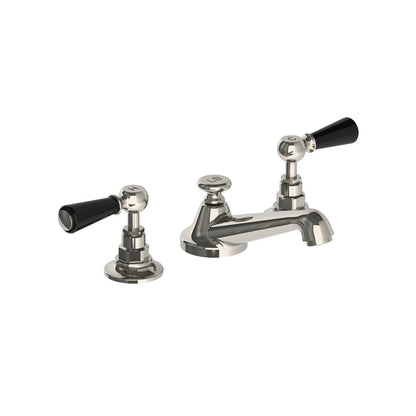 Lefroy Brooks Classic basin mixer with black levers and pop-up waste