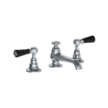 Lefroy Brooks Connaught basin mixer with black levers and pop-up waste