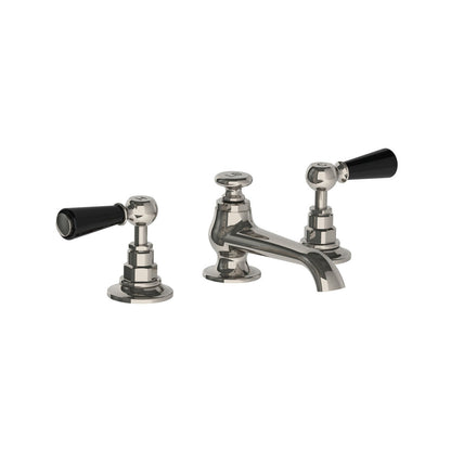Lefroy Brooks Connaught basin mixer with black levers and pop-up waste
