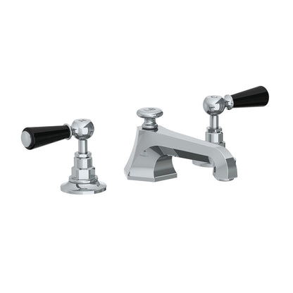 Lefroy Brooks Mackintosh basin mixer with Classic black levers and pop-up waste