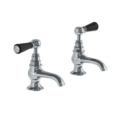 Lefroy Brooks Classic basin pillar taps with black levers