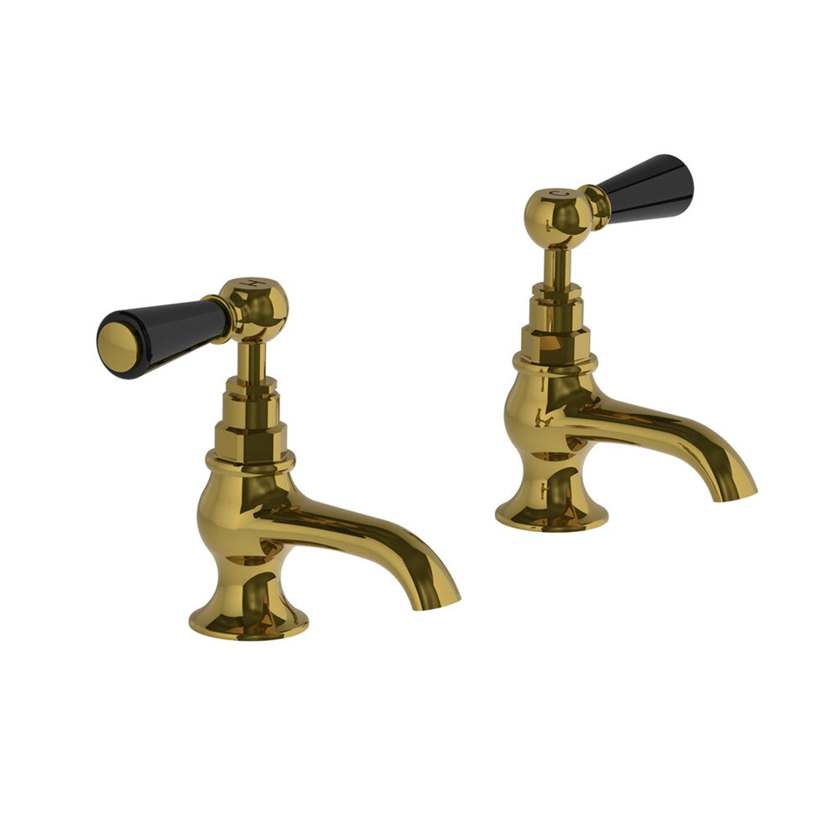 Lefroy Brooks Classic basin pillar taps with black levers